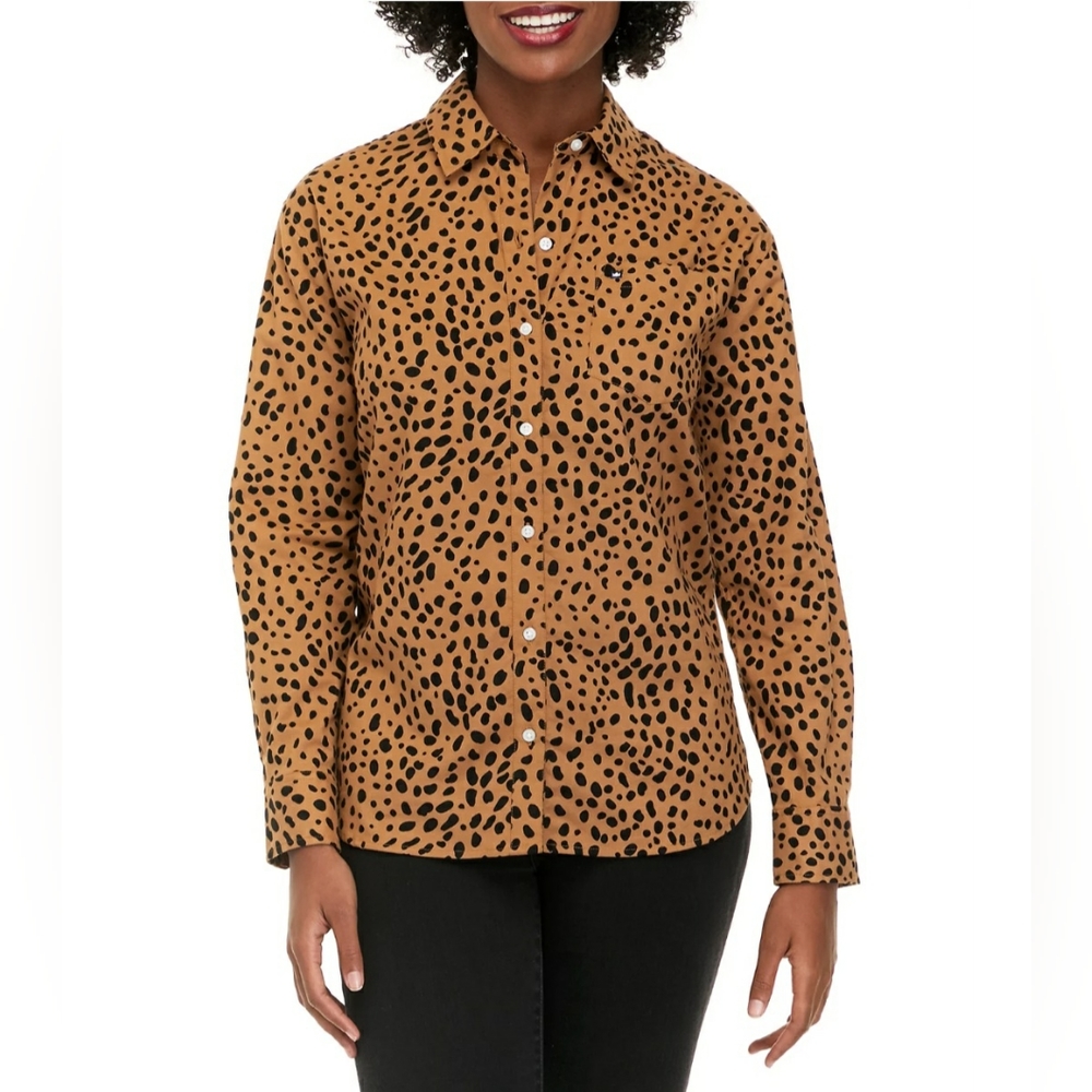 Crown & Ivy™Women's Long Sleeve Boyfriend Printed Shirt